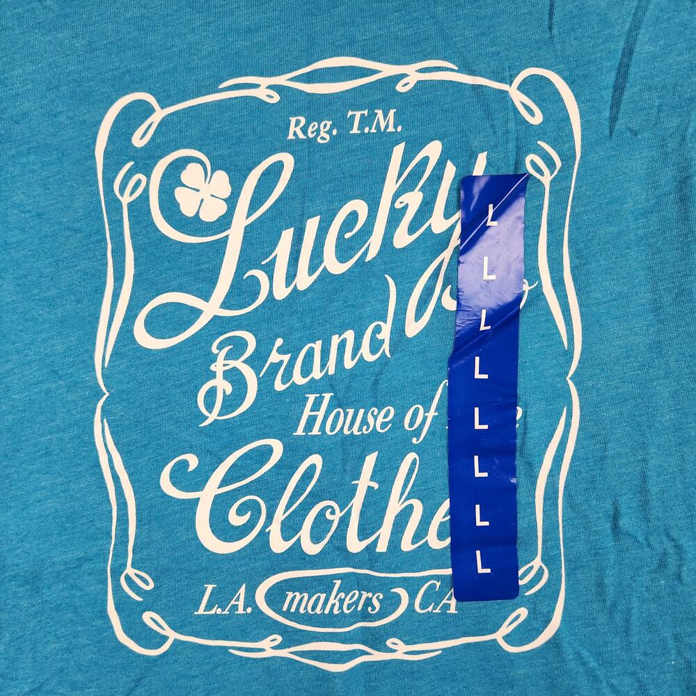 Lucky Brand Shirt Womens Large Graphic Logo Print LA Makers Preppy Casual